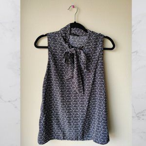 Peach Love · Dachshund Print Tie-Neck Blouse · S